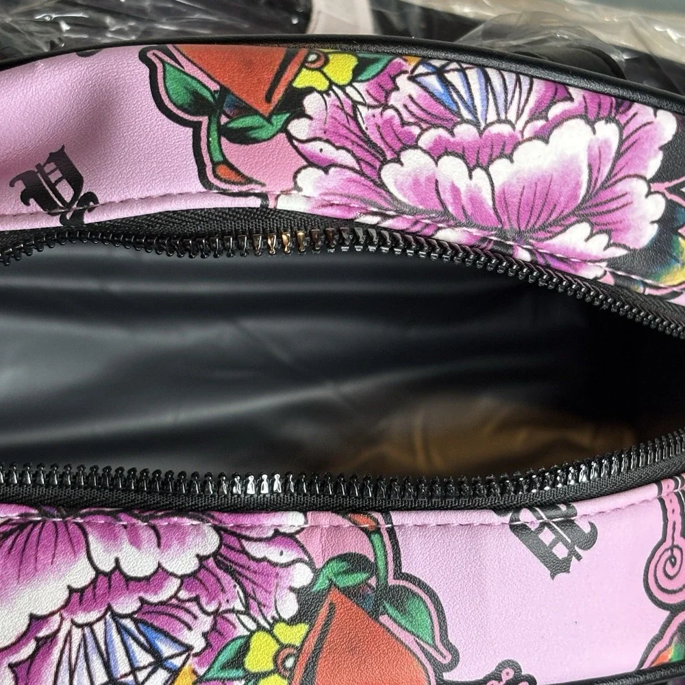 Ed Hardy Pink Y2K Thermal‎ Lunch Tote Hot or Cold Dual Straps Skulls Butterflies
